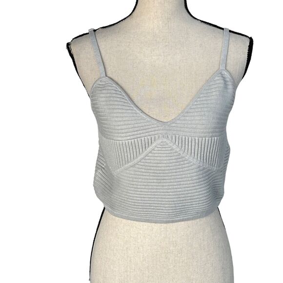 Aerie X-Large Cropped Ribbed Tank Top Adjustable Spaghetti Strap V-Neck Stretch - Picture 1 of 8